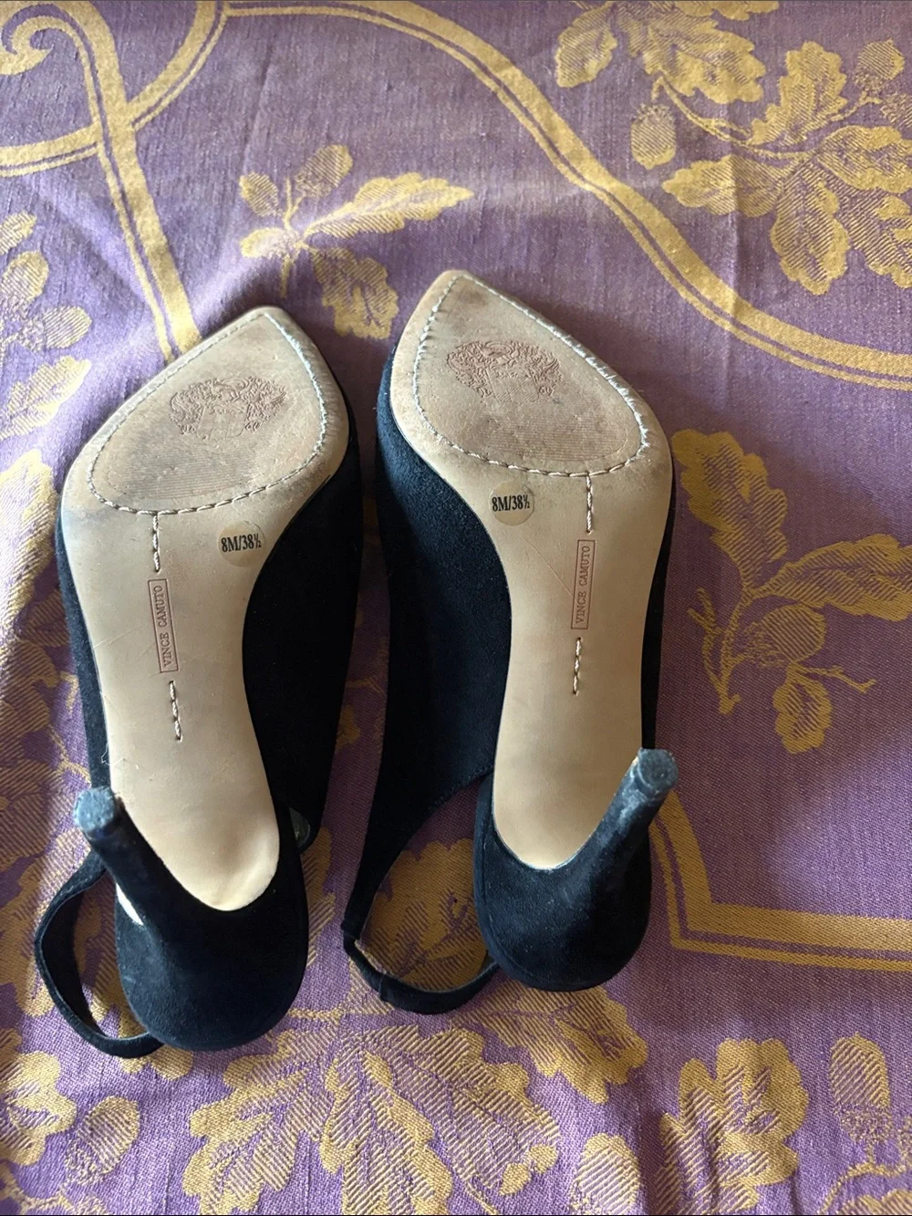 Vince Camuto Black Suede Pointed Slingback Heels